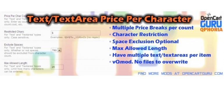 Text/Textarea Price by chars Pro